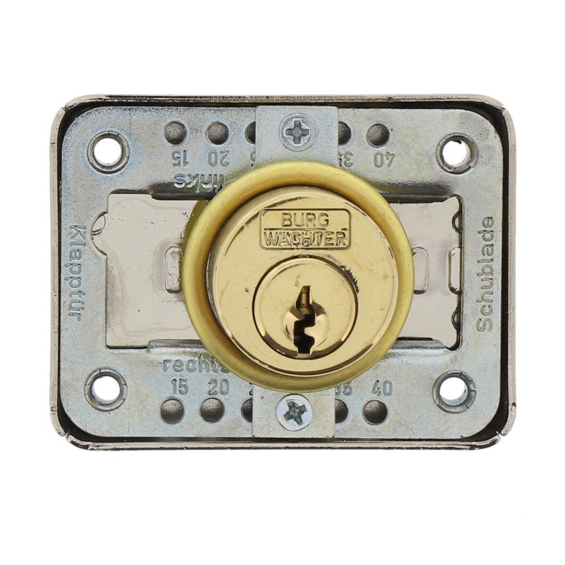 Burg Wächter Stop Lock for Drawers MZ 23/25 mm Polished Brass,