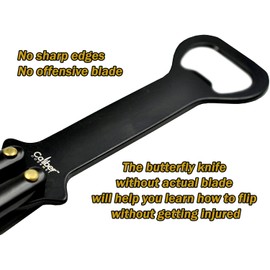 Caliber Gourmet Butterfly Knife Style Bottle Opener and Comb Combo Bundle Pack for Beer, Soda, Bartender, Bottle Cap, Barbecue, Black