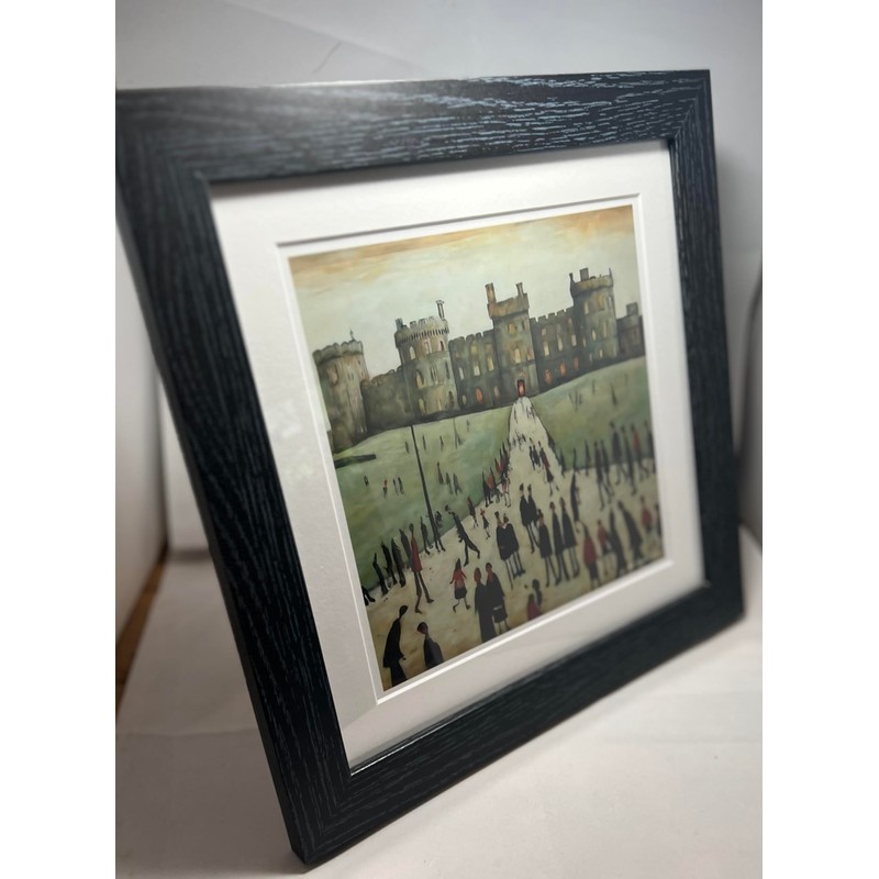 Greetingles Lowry-Style 12"/31cm Square Framed Print. Beautiful Black Ash Frame