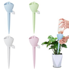 4Pcs Adjustable Self Watering Spikes Plants,Plant Self Watering Spikes with Adjustable Slow Release Control Valve, Plastic Plant Waterer Automatic Vacation Drip Irrigation Spike System