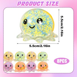 8PCS Squishy Balls, Squishy Fidget Toys, Cute Octopus Pattern Great Gift for Boys & Girls Funny Birthday Joke Prank & Present to Pass Time (Random Color)