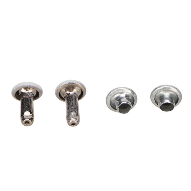 500 Sets Leather Rivets 6x8mm Iron White Round DIY Plating