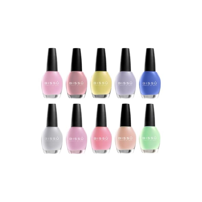 Biss, Kit 10 Esmaltes 5 ml Top Coat, Aceite y