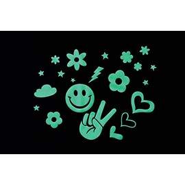GLOPLAY Happy Days(18 pcs/Pack), Glow in The Dark Message Wall Stickers, The Eco-Friendly and Brightest Wall Stickers for Ceiling, Bathtime, Bedroom, Party, Decor, Made in Japan