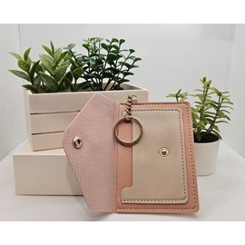 Unbranded Stylish Compact Mini Keychain Wallet - Two-Tone Pink/White