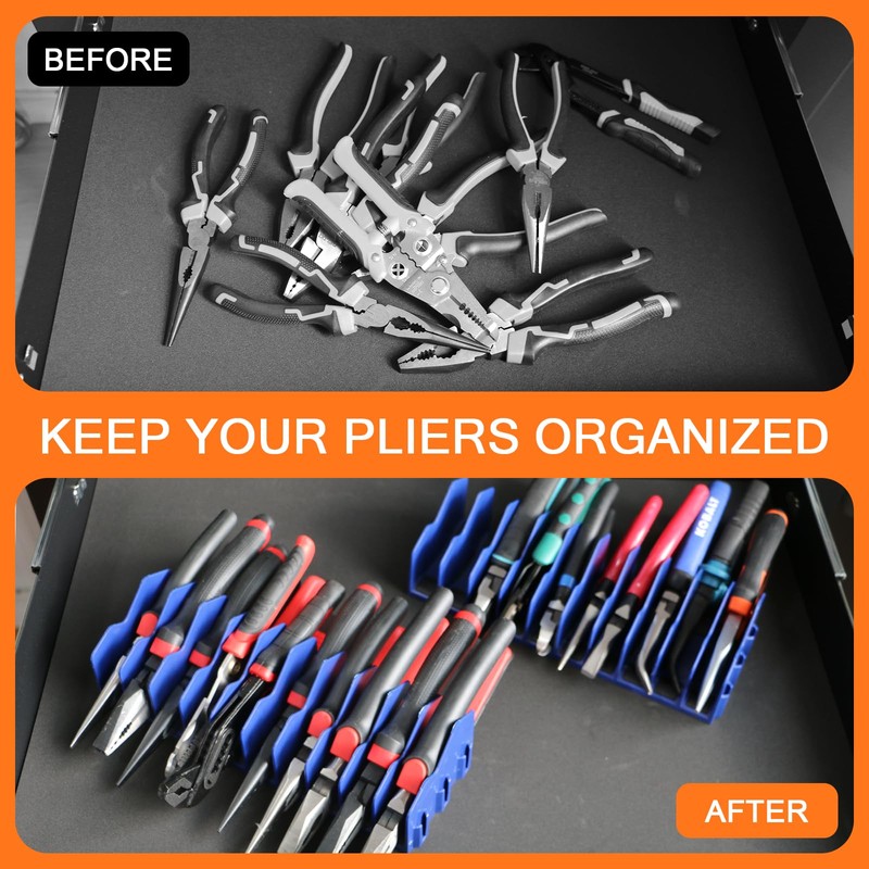 HGSKEO 10-Slot Heavy-Duty Plastic Tool Pliers Organizer Rack, 2-Pack with