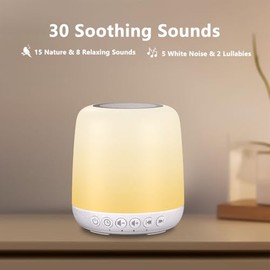 White Noise Sound Machine for Sleep Portable Sound Machine with 30 Soothing Sounds 12 Night Light Colors 4 Timer Sleep Machine for Baby Adults, Smart 