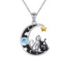 JZMSJF S925 Sterling Silver Cat Moon Pendant Necklace I love You To The Moon and Back Necklace Cat Jewelry Gifts for Women