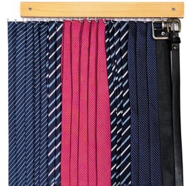 CENZICOM Tie Rack Wall Mounted, 360°Rotating Tie Hanger Belt Organizer for Belt, Ties, Purse, Scarves, Hats,Tank Top, Non-Slip for Door, Wall, Closet (Beige)