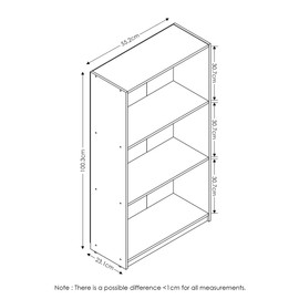 FURINNO Basic 3-Tier Bookcase Storage Shelves, Pink