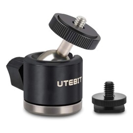 UTEBIT Mini Ball Head, Tripod Head with 1/4" hot Shoe, 360° Rotatable Ball Heads Camera Mount Adapter, Aluminium 20mm Ballhead Compatible with Tripods, Monopods, HTC Vive, SLR Cameras Loading 2.5lb