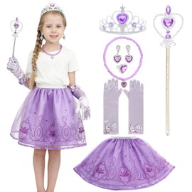 Sincere Party Girls Princess Costume Accessories Fancy Dress Up Cosplay Exquisite Match Sets, Rapunzel Tutus Set for Girls 3-8 Years Purple