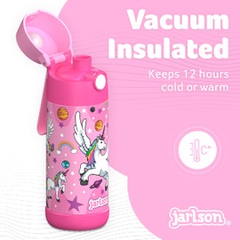 Jarlson® Kids Water Bottle MALI [12OZ] - No Straw Stainless Steel Thermo Bottle - Insulated Waterbottle Leak Proof for School & Sports - Thermo Tumbler for Boys & Girls (Unicorn)