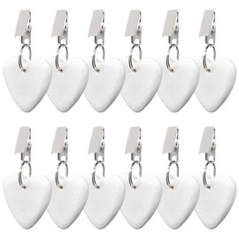 12PCS Tablecloth Weights Hangers Set, Table Cover Weight Table Weights Heart Shape Tablecloth Pendant with Metal Clip Table Cloth Weights for Picnic Family Party Outdoor Garden (White)