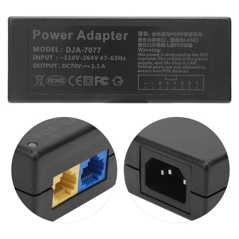 4-Way POE Repeater Power Supply Adapter Injector for CCTV Security