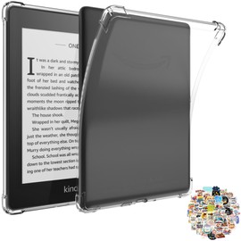 HGGWZWIF 2pcs Funda para Kindle Paperwhite 11 Generacion (Versión 2021, 6.8 Pulgadas, Model No.M2L3EK y M2L4EK), Paquete de 2 Transparente Case +Pegatinas de Lectura, TPU Antigolpes Clear Carcasa
