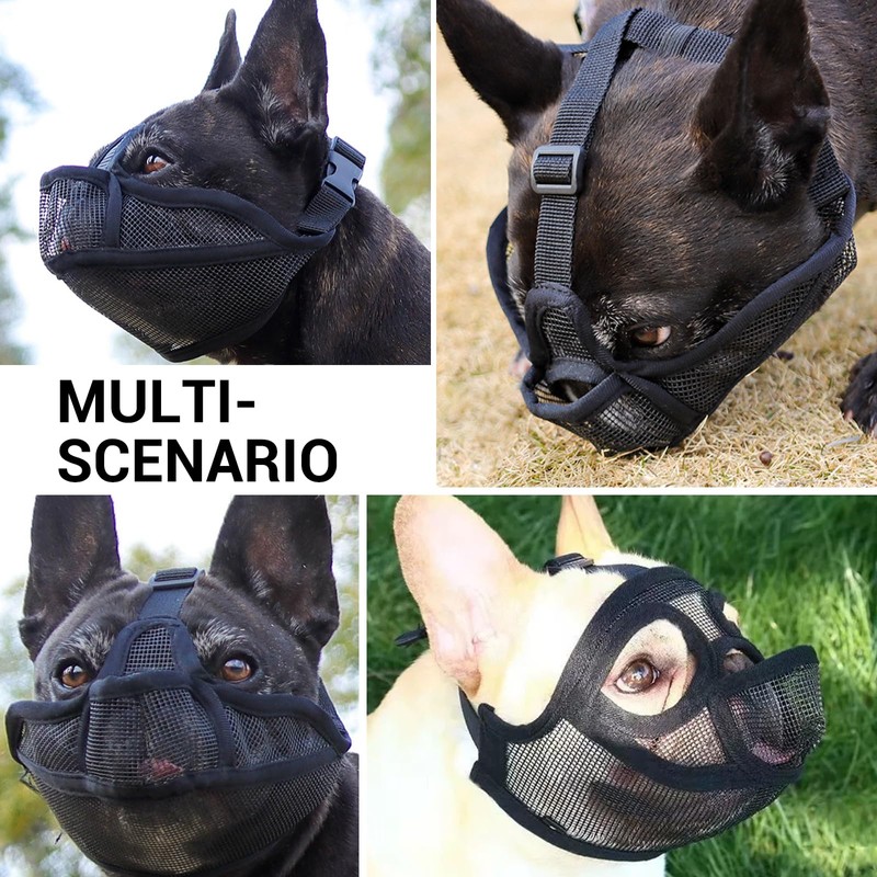 Bettinay French Bulldog Muzzle, Adjustable Breathable Mesh Bulldog Muzzle for