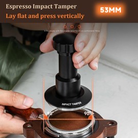 Bamynoir 53mm Espresso Tamper,Impac Coffee Tool Espresso,Compatible with Breville Portafilter 54mm,30lb,316 Stainless Steel. (53MM Black)