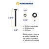 3/8" x 3-1/2" (25 Pack) Black Carriage Bolt Kit, Grade