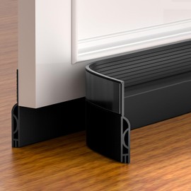 Pundin Door Draft Stopper,Adjustable Door Sweep for Bottom of Door,Silicone Weather Stripping Door Bottom Seal Blocker Air Noise,Under Door Gap Filler for Interior/Exterior Doors(Black, 78inch)