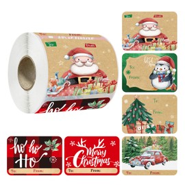 250Pcs Christmas Gift Tags Stickers - Self-Adhesive Gift Tags for Christmas Presents, Xmas Name Labels from Santa Holiday Vintage for DIY Wrapping Paper Decor (Chrismas B)