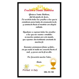 Gifts by Lulee, LLC Bendita Por Su Santidad Francisco Oracion Santa Barbara Tarjeta De Rezo Laminada