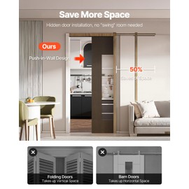 VEVOR Pocket Door Frame Kit, for 24-36 in Wide 80 in High Door, Pocket Door Kit with Two-Way Soft Close Mechanism, Slide Smoothly Quietly, Easy to Install, Wood and Galvanized Steel, for Living Room