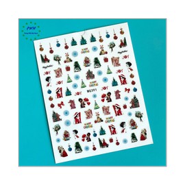 Christmas Snow Nail Sticker Santa Reindeer Deer Tree Candy Heart Nail Decals Wg391 Nail Wraps Stickers Manicure Supplies for Women Nails Full Long Lasting Easy Apply and Remove