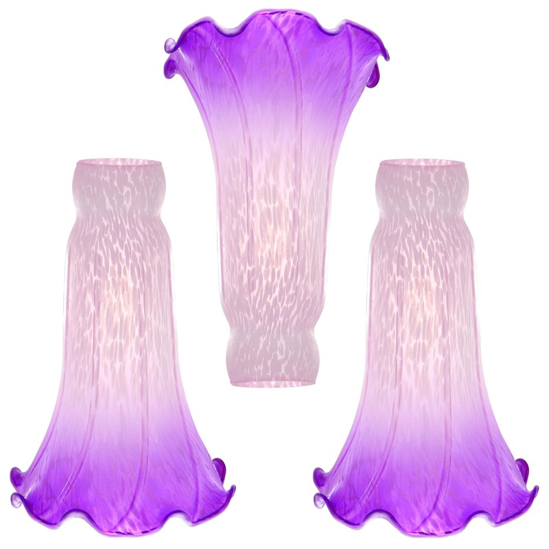 HWDFEI Lily Flower Glass Lampshade Replacement, 3 Pack,Tulip Style Table