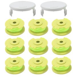 COEWUR Pack of 9 replacement thread spool with 2 x trimmer cover, grass trimmer, thread spool, diameter 2 mm, nylon thread for grass trimmer from Greenworks String Trimmer 24 V, 40 V, 18 V, RY40204