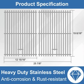 Criditpid Grill Replacement Parts for Jennair Jenn Air 720-0061 720-0099 720-0171, Stainless Steel Cooking Grates, Heat Plates & Cast Stainless Steel Grill Burners Kit for Jenn-Air 3 Burner Gas Grill.