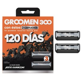 Groomen 300 120 días Cartuchos Desechables 3 Navajas 2 Piezas