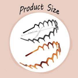 2 Pcs Zig Zag Headband, 90s Zigzag Headbands, Plastic Wavy Hairbands with Shark Teeth Comb Design, Non-Slip Elastic Hair Bands for Women Men Girls, Unisex 90s Hair Accessories (Black, Amber)