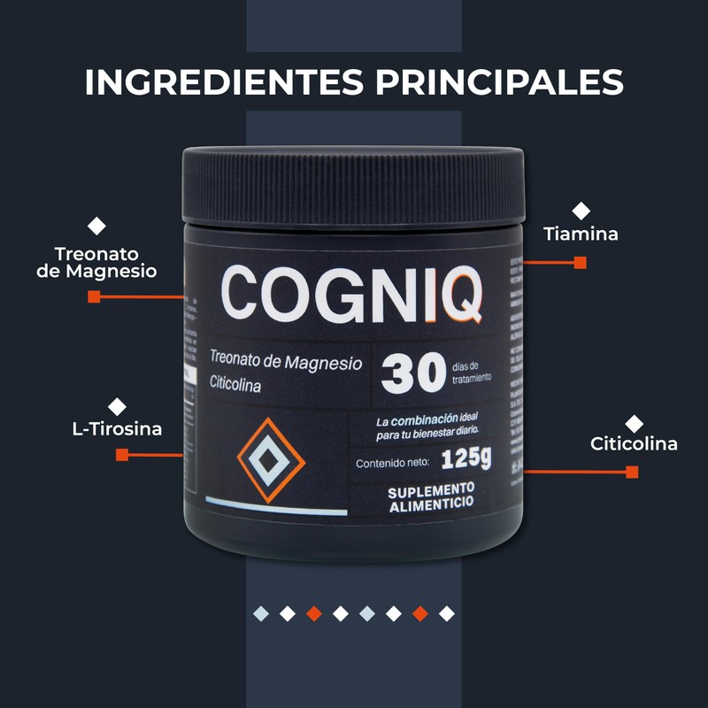 Cogniq Suplemento Alimenticio Treonato de Magnesio y Citicolina 125g 30