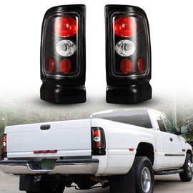 Nixon Offroad Tail Lights for Dodge Ram 1500 2500 3500 Pickup 1994-2002 Tail Lamps Halogen Rear Lights Car Rear Lamps Assembly Replacement 1Pair (Matte Black Housing/Clear Lens)