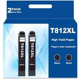 Couleuris Remanufactured T812XL Ink Cartridge Replacement for T812 XL T812XL Black for Workforce Pro WF-7840 WF-7820 WF-7310 EC-C7000 Printer (2 Black)