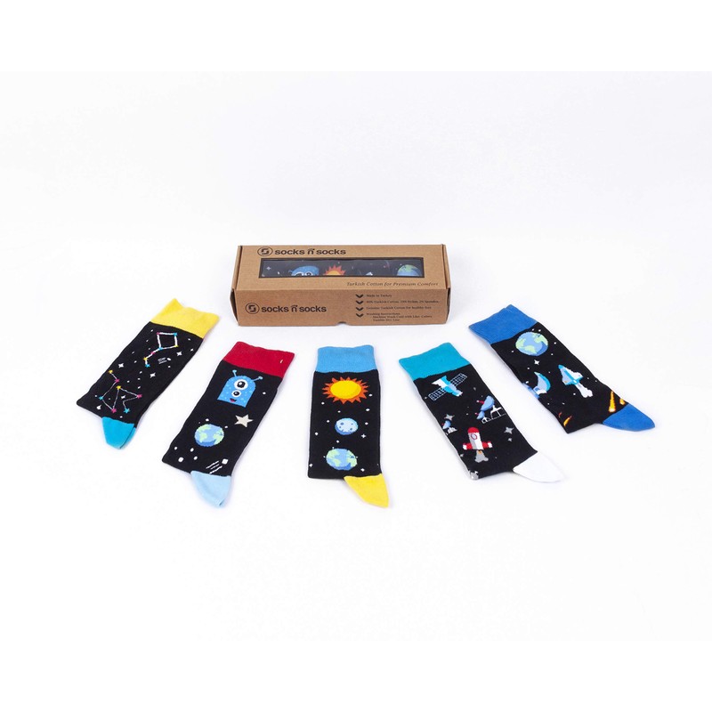 socks n socks-Men 5 pk Colorful Cotton Novelty Science Space