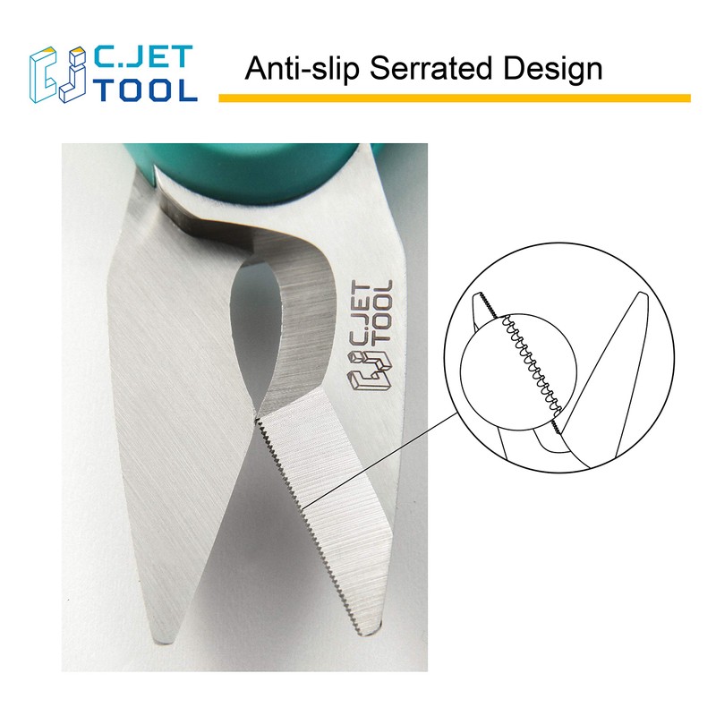 C.JET TOOL 7" Stainless Professional Electrician Scissors Multi-Grip Design Aluminium