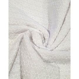 100% Cotton Embroidered Eyelet Fabric Chikan Embroidery by 5-Yards (42" Wide, White- 5Y)