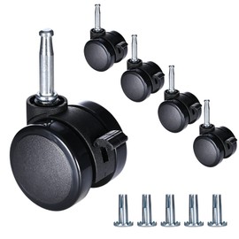 2" Grip Neck Stem Caster Swivel Caster Wheels Nylon Twin Wheel with Brake for Furniture caster Sofa Chair Cabinet Replacement with Mounting Stem Sleeve Socket Insert sets of 5