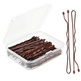 ZYMJBB 200 Count Mini Wavy Bobby Pins 2 Inch Brown, Hair Pins for Updos, Metal Hair Clips with Storage Box for Kids, Girls and Women, Suitable for All Hair Types and Daily Styling