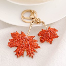 ARFUKA Keyring Maple Leaf Pendant Keychain Rhinestone Crystal Key Holder Bag Pendant Key Chain Women Gift for Birthday Christmas Festival