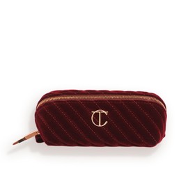 Charlotte Tilbury Travel Makeup Bag of My Dreams - Quilted Velvet Skincare, Fragrance & Cosmetic Organizer with 5 Compartments, Zip Pocket & Top Handle - Iconic Night Crimson Toiletry Bag