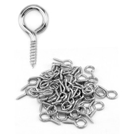 QWORK 60-Pack Steel Eye Screws Hooks for Wood- 1.57" Total Length, 0.5" Eye Diameter - 17 lbs Load Capacity, Screw Eye Hooks Eye Bolt Hooks, for Indoor/Outdoor Use