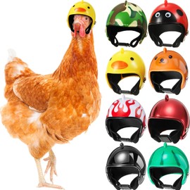 Skylety 8 Pieces Hens Helmet Chicken Pet Safety Helmet Funny Bird Hens Hat Headwear Small Pet Hard Hat Costumes Accessories for Chicken Bird Parrot Parakeet(Animal, Solid Color)