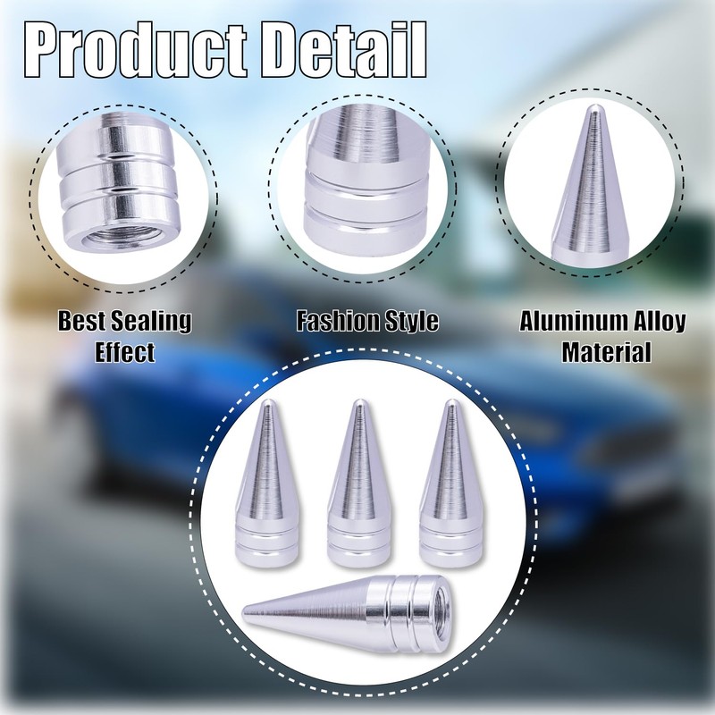 MEAJOO 8PCS Spiked Shape Tire Valve Stem Caps, Aluminum Alloy