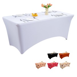 FUANGUI Spandex Rectangle Fitted Tablecloth,6FT Rectangular Fitted Table Cloth Washable and Wrinkle Resistant Rectangular Patio Table Cover Table Protector for Party,Christmas,Thanksgiving,Banquet