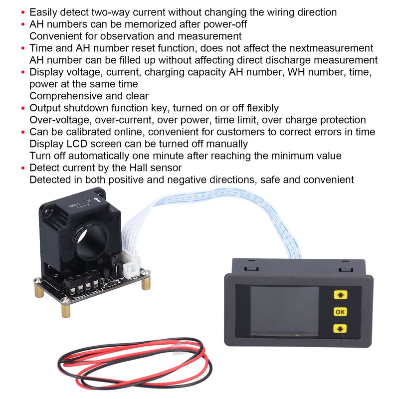Ammeter Voltmeter Hall Coulombmeter LCD Battery Capacity Power Time Multimeter