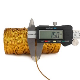 G2PLUS 100M Gold Thread String Twine, 1.5mm Polyester String Cord, Non Stretch Thread Cord, Braided Metallic Cord for Crafts, Hanging Christmas Ornaments & Cards