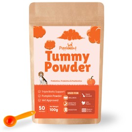 Pupplement Tummy Powder Dog Digestive Supplement – Pumpkin + Prebiotics, Probiotics and Postbiotics – 100g – Supports Sensitive Stomachs, Firmer Stools, Reduced Gas and Better Gut Health